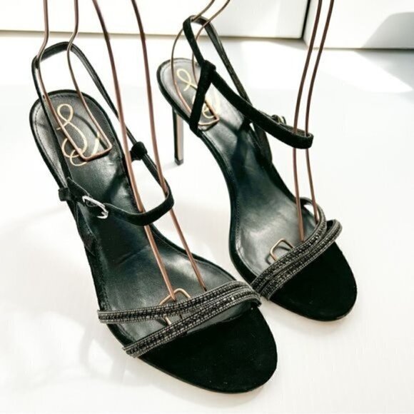Sam Edelman Heels womens size 10 Black Crystal Daisie Ankle Strapped Sandals - Picture 3 of 13